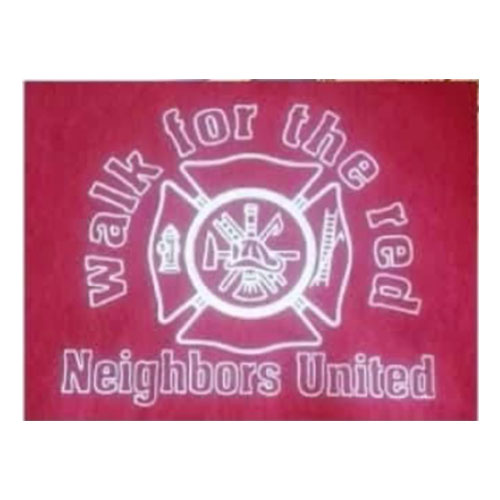 A walk for the red Neighborhood United logo.
